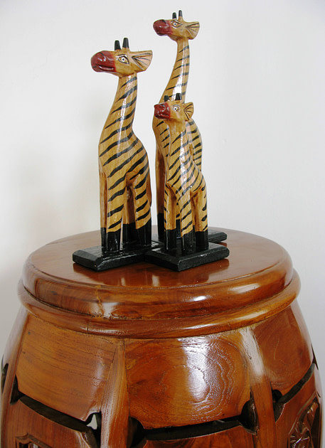 Geoffrey the wooden giraffe set